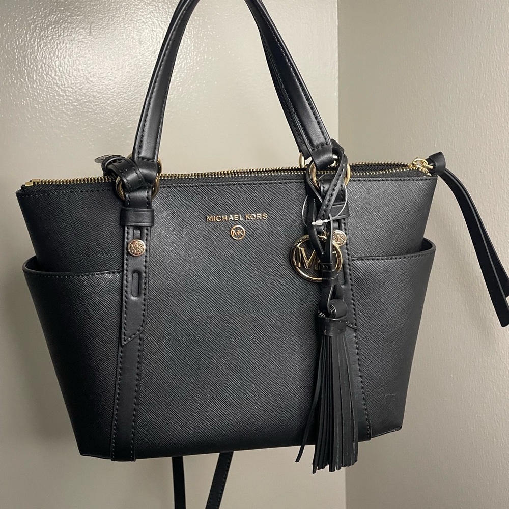 Michael Kors Black Satchel with Gold Hardware
